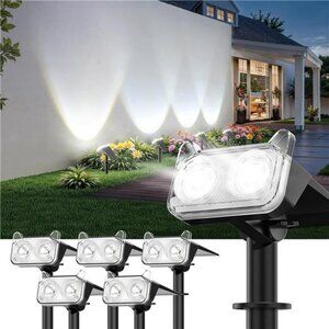 Solar Spot Lights Outdoor Waterproof with Bigger LED, 6 Pack Auto ON/OFF